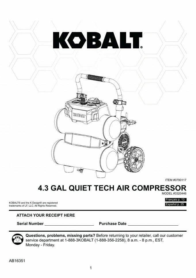 Le Compresseur Kobalt 100 Litres, 1,3 HP Ne Continue Pas à Fonctionner